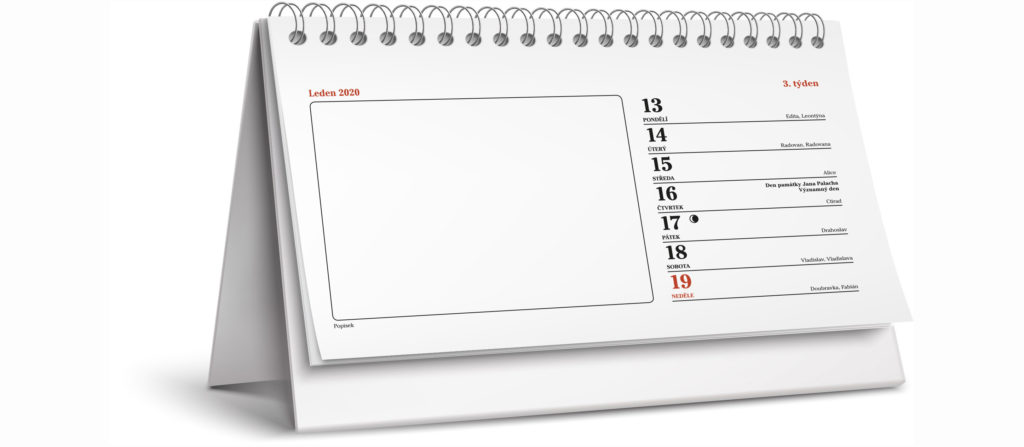 Tiskárna AKORD Chomutov - stolní týdenní kalendář vzor